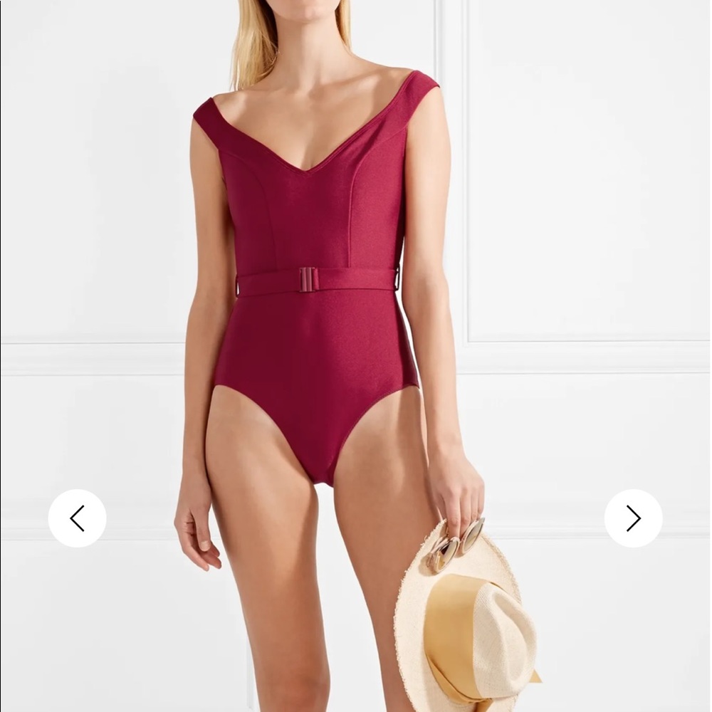 ZIMMERMANN Kali belted off-the-shoulder swimsuit